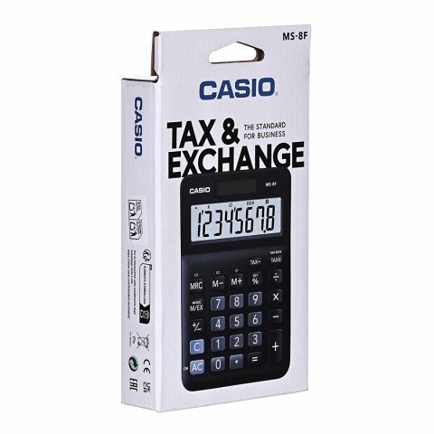 Casio Kalkulator biurowy MS-8F, 8-cyfrowy, 103x147x28,8mm, czarny