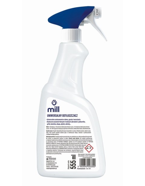 MILL CLEAN Odtłuszczacz Uniwersalny Odplamiacz na tłuste plamy. Produkt do odzieży, tworzyw sztucznych i innych powierzchni. 555