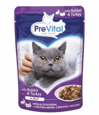 PREVITAL indyk i królik w galaretce dla kotów 100g