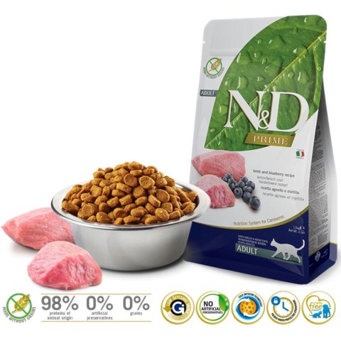 FARMINA N&D Prime Lamb & Blueberry Adult - sucha karma dla kota - 1,5kg