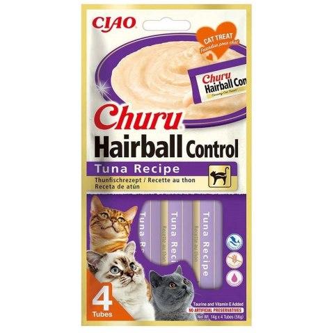 INABA CAT CHURU HAIRBALL TUNA 4x14g (56g)