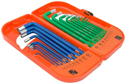 KOMPLET KLUCZY TRZPIENIOWYCH HEX I TORX DŁUGIE 18 SZTUK
