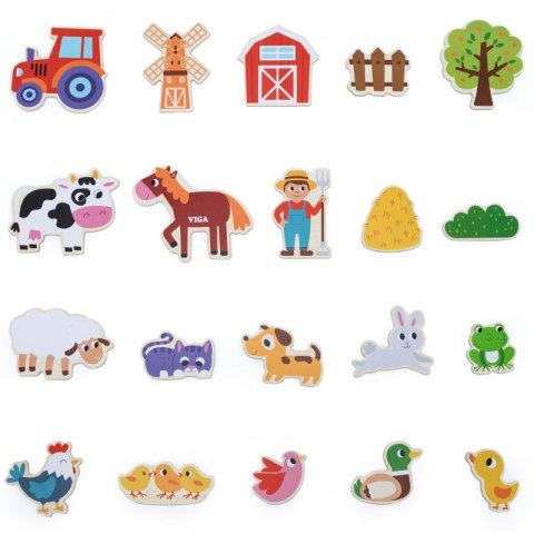 VIGA Magnetyczni Przyjaciele z Farmy 20 szt. Magnesów - Kreatywna Zabawa z Wiejskimi Zwierzątkami