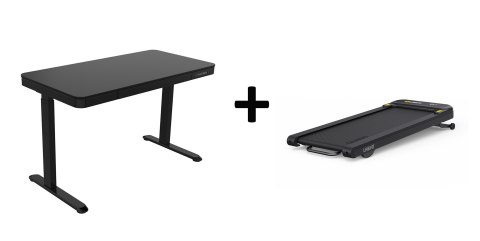 Bieżnia Urevo Spacewalk 3S + Biurko regulowane elektrycznie TUCKANO czarne