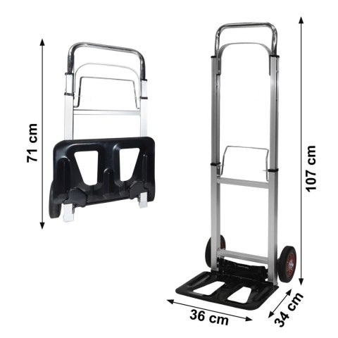 Aluminiowy wózek magazynowy transportowy składany ręczny młynarka 90kg