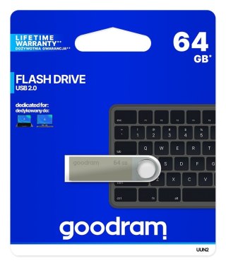 Pendrive GoodRam UUN2 UUN2-0640S0R11 (64GB; USB 2.0; kolor srebrny)