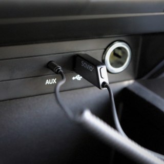 SAVIO TRANSMITER AUX, USB, BLUETOOTH 5.3, FUNKCJA ZESTAWU GŁOŚNOMÓWIĄCEGO, TR-16