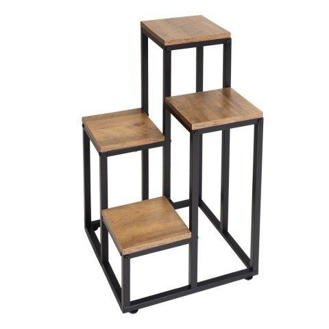Kwietnik stojący metalowy piętrowy stojak na 4 kwiaty regał dąb rustykalny