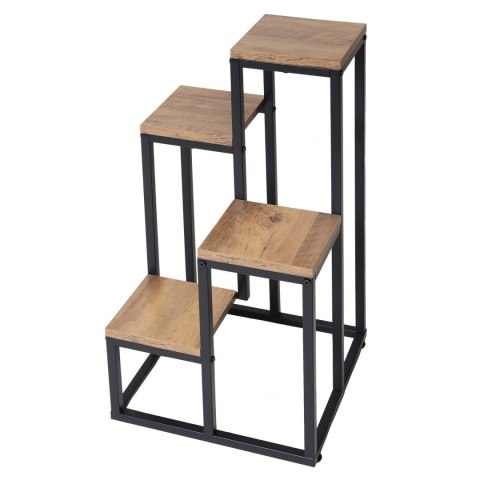 Kwietnik stojący metalowy piętrowy stojak na 4 kwiaty regał dąb rustykalny