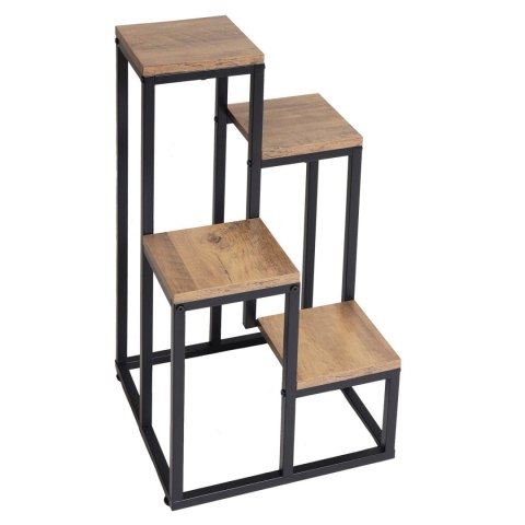 Kwietnik stojący metalowy piętrowy stojak na 4 kwiaty regał dąb rustykalny