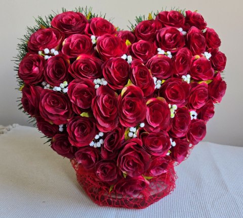 PRZEPIĘKNE DUŻE SERCE XL Z CZERWONYCH RÓŻ NA CMENTARZ WSZYSTKICH ŚWIĘTYCH
