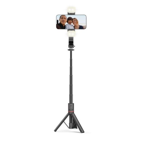 Selfie stick kijek do zdjęć Bluetooth z tripodem lampą LED do 105cm - czarny