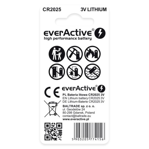 EVERACTIVE BATERIE LITOWE MINI CR2025 BLISTER 2SZT. CR20252BL