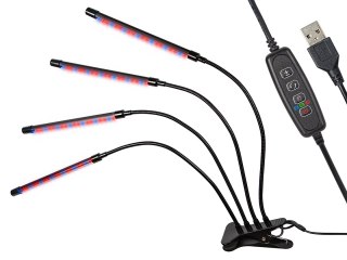 71-302# Lampa stojąca do uprawy roślin z klipsem poczwórna