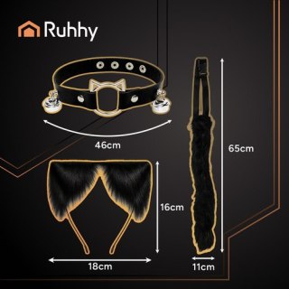 Strój kota/lisa 3el. czarny Ruhhy 26587