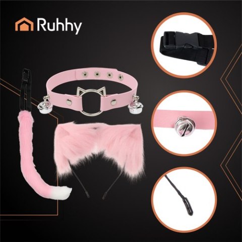 Strój kota/lisa 3el. różowy Ruhhy 26585