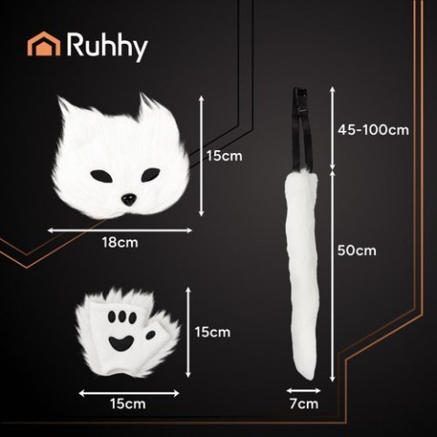 Strój kota/lisa 4el. biały Ruhhy 26249