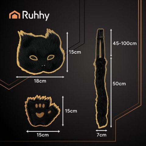 Strój kota/lisa 4el. czarny Ruhhy 26248