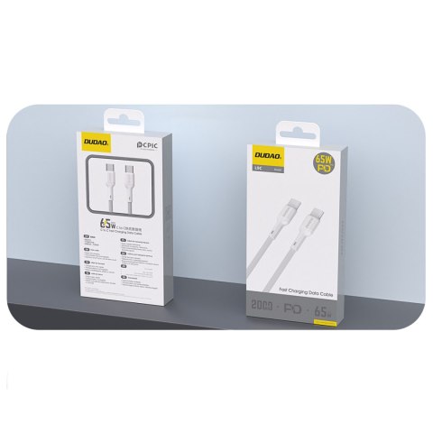 Kabel przewód USB-C 65W 1m - biały