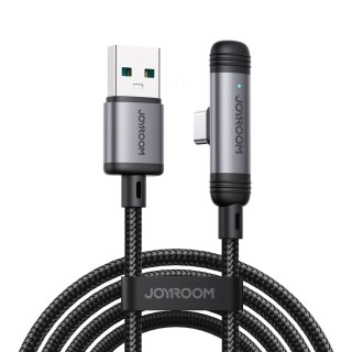 Kabel przewód kątowy USB-A USB-C 3A 1.2m - czarny