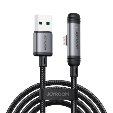 Kabel przewód kątowy USB-A iPhone Lightning 3A 1.2m - czarny