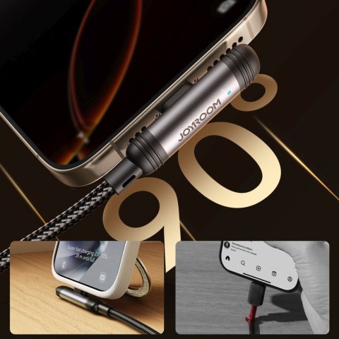 Kabel przewód kątowy USB-A iPhone Lightning 3A 1.2m - czarny