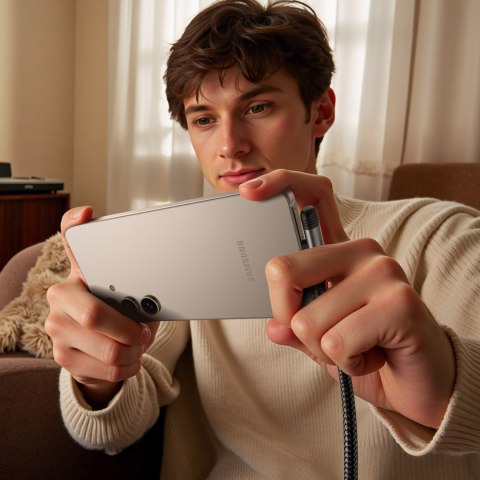 Kabel przewód kątowy USB-C 60W 1.2m - czarny