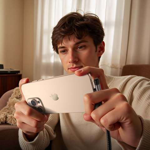 Kabel przewód kątowy USB-C - iPhone Lightning 30W 1.2m - czarny