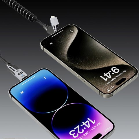 Kabel przewód spiralny 4w1 USB-A / USB-C - Lightning / USB-C - czarny