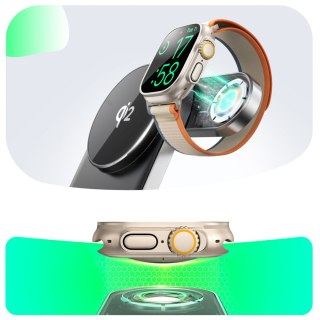 Ładowarka indukcyjna bezprzewodowa 3w1 do telefonu zegarka słuchawek Qi 15 W - czarna