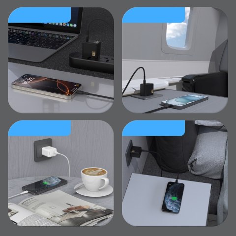 Ładowarka sieciowa GaN z kablem USB-C 45W - czarna