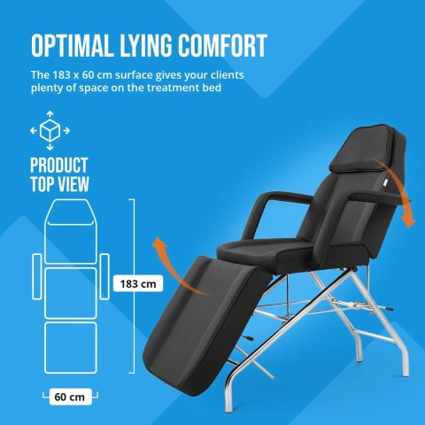 Fotel kosmetyczny do masażu tatuażu SPA MATERA - czarny