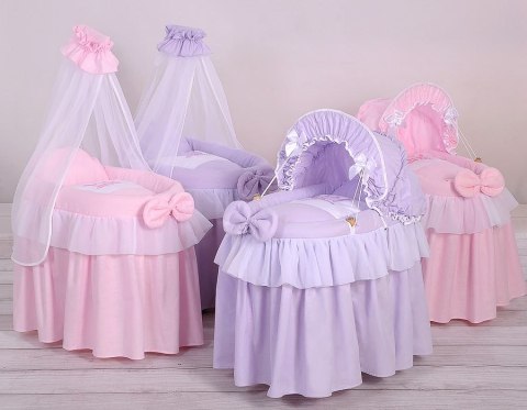 Wózek dla lalek Kosz Mojżesza dla lalek z budką LITTLE PRINCESS fioletowy