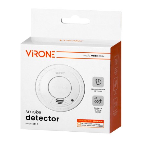 Bateryjny czujnik dymu, 1x9V DC