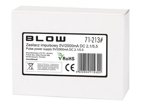 71-213# Zasilacz impulsowy 5v/2000ma 2,1/5,5