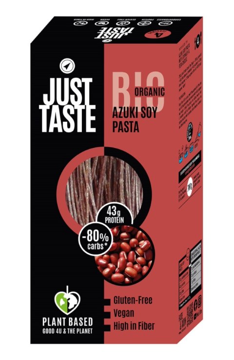 MAKARON PROTEINOWY (Z SOI I FASOLI CZERWONEJ ADZUKI) SPAGHETTI BEZGLUTENOWY BIO 250 g - JUST TASTE