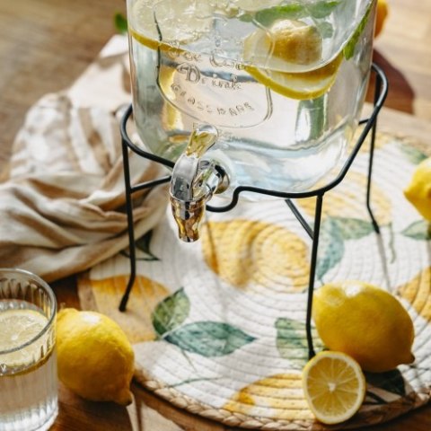 AD 6741 Słój do napojów z kranikiem 4l ze stojakiem | szklany dyspenser z zapasowym kranikiem