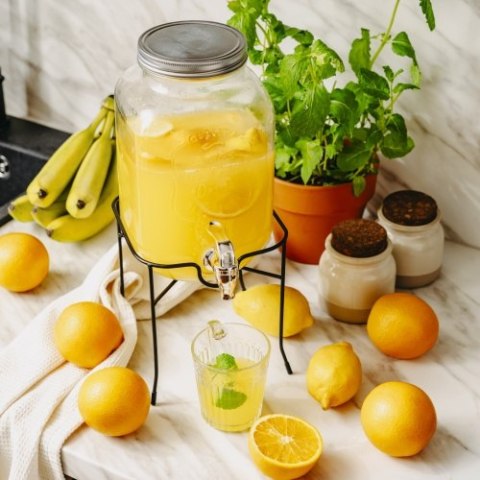 AD 6741 Słój do napojów z kranikiem 4l ze stojakiem | szklany dyspenser z zapasowym kranikiem