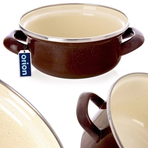Garnek Emaliowany 600 ml ORION BROWN Retro 14 cm Indukcja Zmywarka