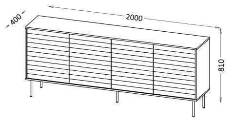 Komoda 4D CORTINA 200x40x81 czarny/orzech