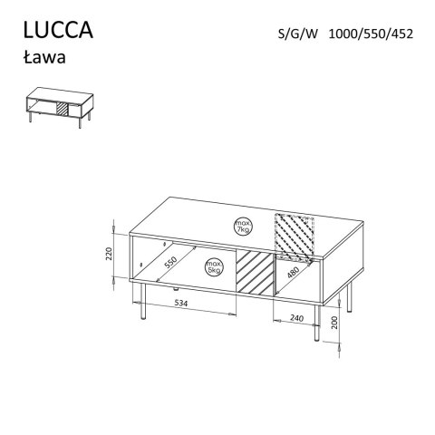 Ława/Stolik LUCCA 100x55x46 czarny