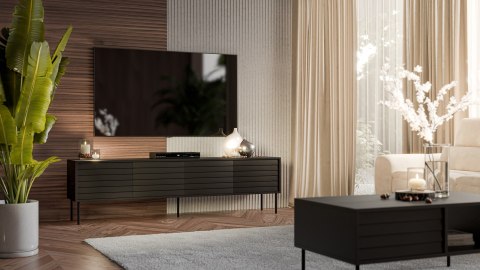 Szafka RTV 4D CORTINA 200x40x55 czarny