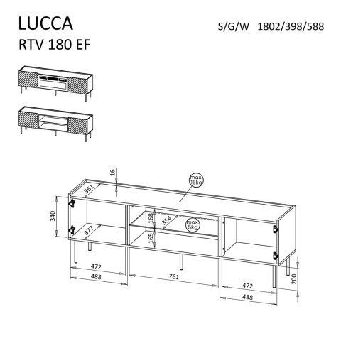 Szafka RTV EF LUCCA 180x40x59 kaszmir