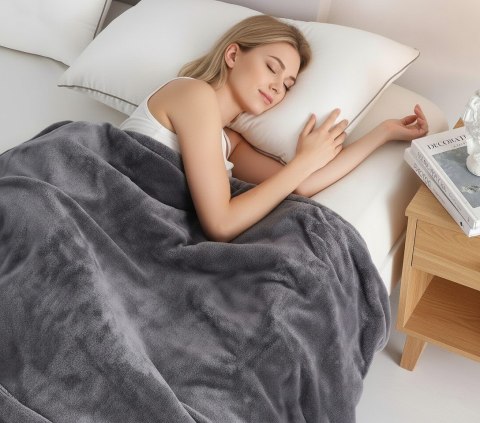 Miękki dwustronny koc elektryczny Bauerkraft 120x160 mata grzewcza pilot