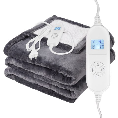 Miękki dwustronny koc elektryczny Bauerkraft 120x160 mata grzewcza pilot