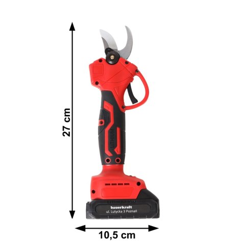 Ogrodowy sekator akumulatorowy elektryczny do gałęzi 2 akumulatory czerwony