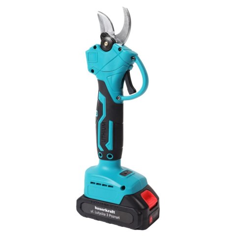 Ogrodowy sekator akumulatorowy elektryczny do gałęzi 2 akumulatory niebieski