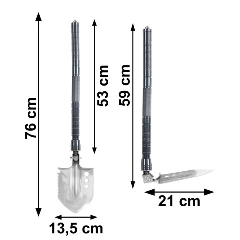 Saperka wojskowa składana łopata nóż piła krzesiwo survival camping 15w1