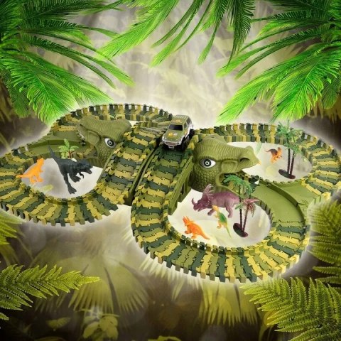 Tor samochodowy dla dzieci Dino Park wyścigowy zestaw 230 el dinozaury