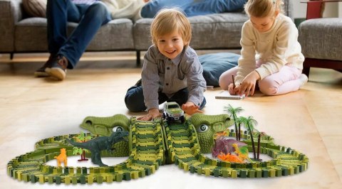 Tor samochodowy dla dzieci Dino Park wyścigowy zestaw 230 el dinozaury